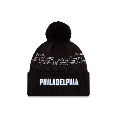 Philadelphia 76ers Gorra | New Era NBA City Edition Pom Knit Beanie Mexico - Negros